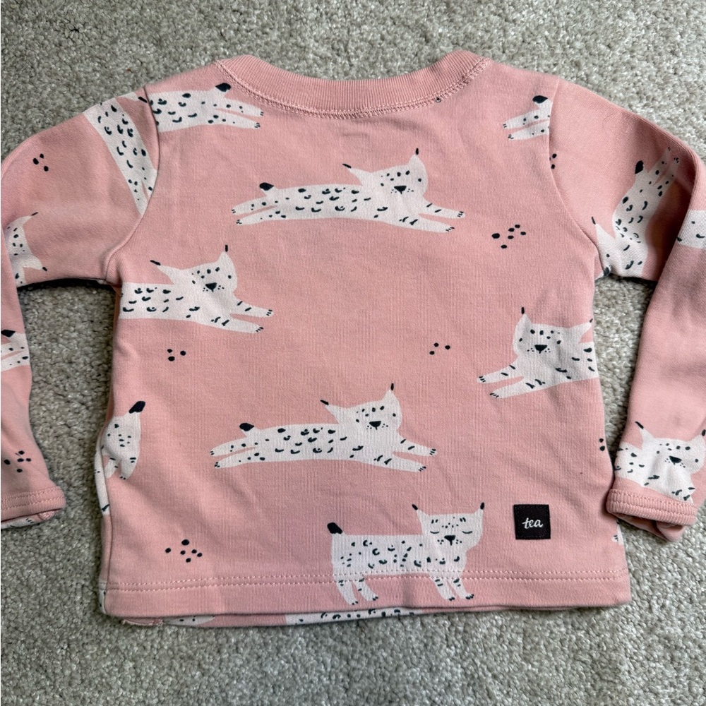 Tea Collection 3–6M Pink Cat Top & Moon Leggings Set | EUC - Picture 5 of 7